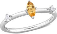 DELMAR Sterling Silver Marquise Citrine & White Topaz Ring