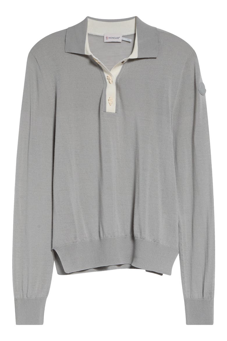 Wool Long Sleeve Polo, Main, color, GRAY