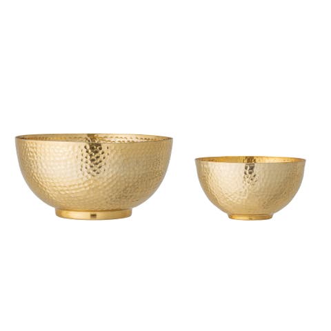 Gold Hammered Metal Bowls (Set of 2)