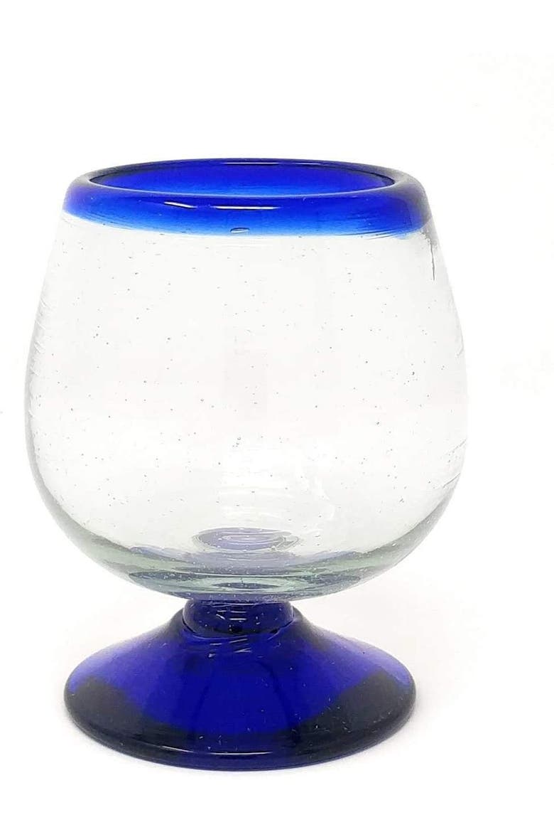Rim Cognac Snifter Tequila Glasses - Set of 4, Alternate, color, Cobalt Rim