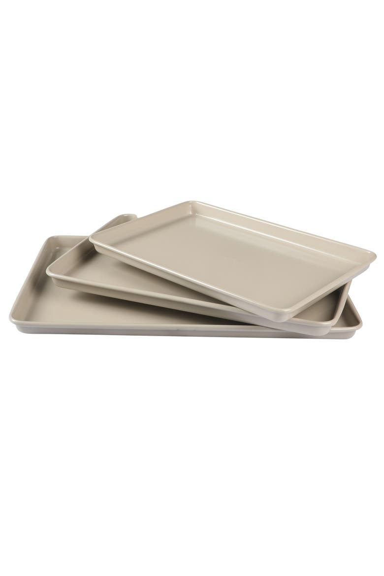 Gallen 3-Piece Ceramic Carbon Steel Nonstick Cookie Sheet Set, Alternate, color, Taupe