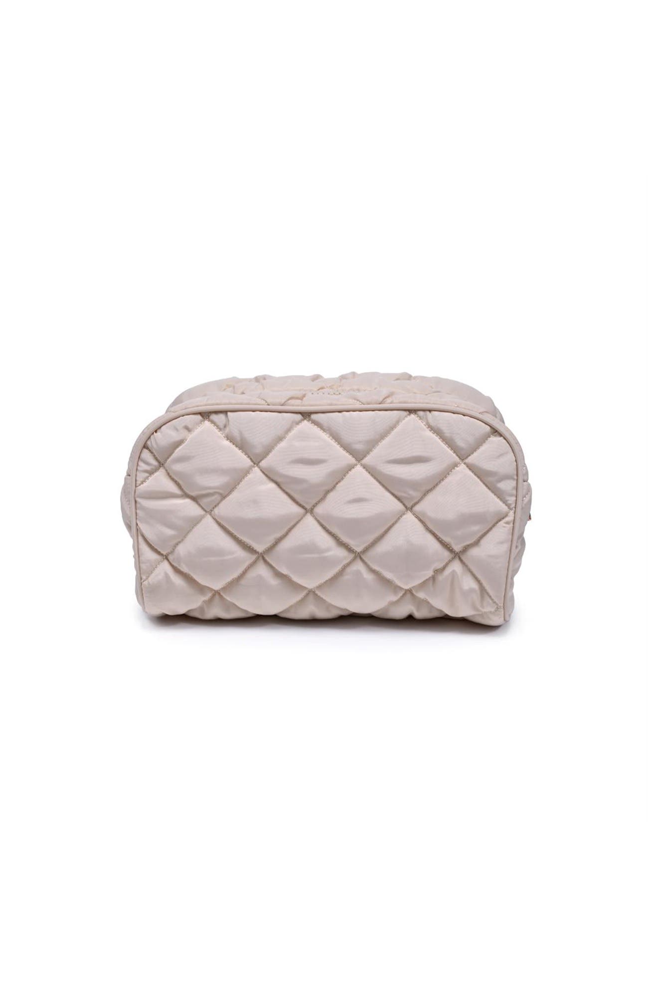Daily Duo- Quited Puffer Cosmetic & Travel Organizer Pouch, Alternate, color, Cream