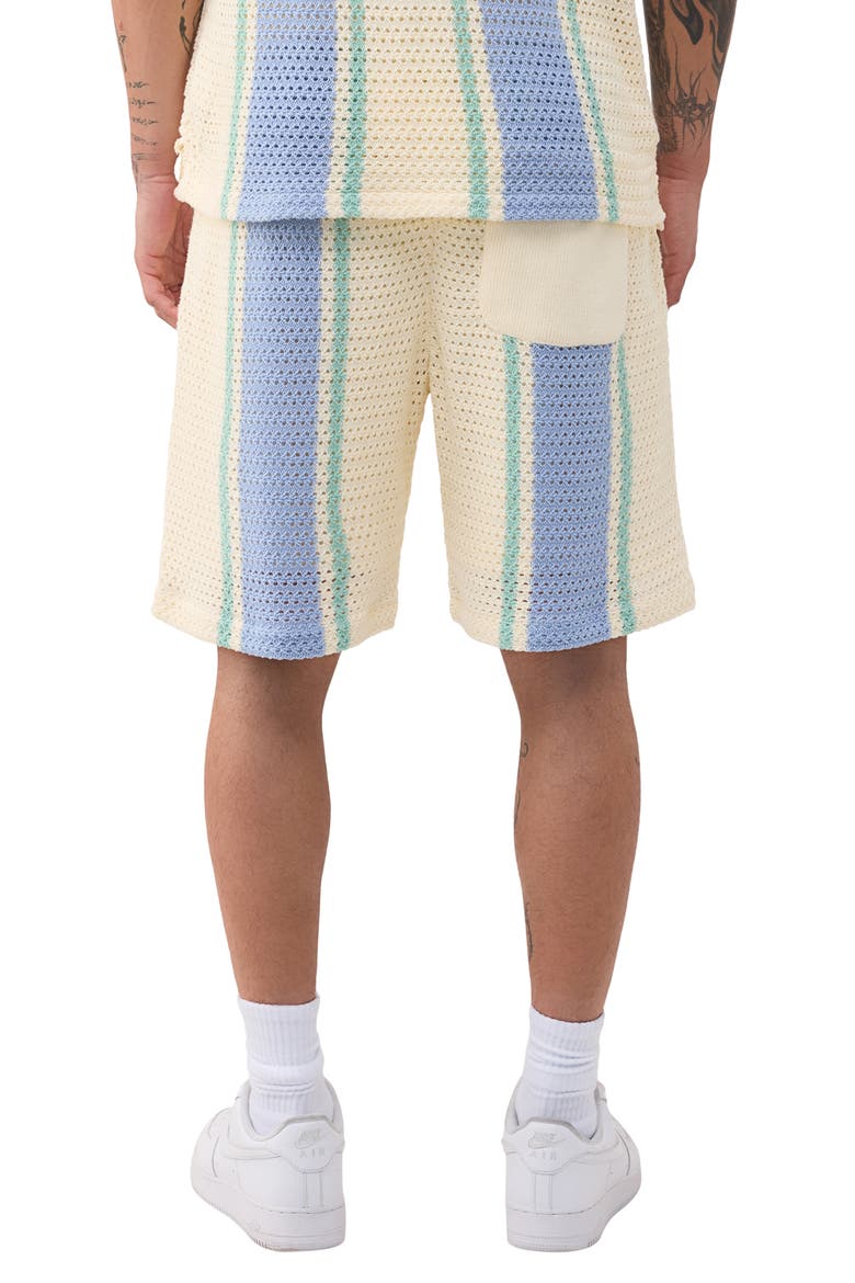 Stripe Knit Shorts, Alternate, color, WINTER WHITE/ BLUE