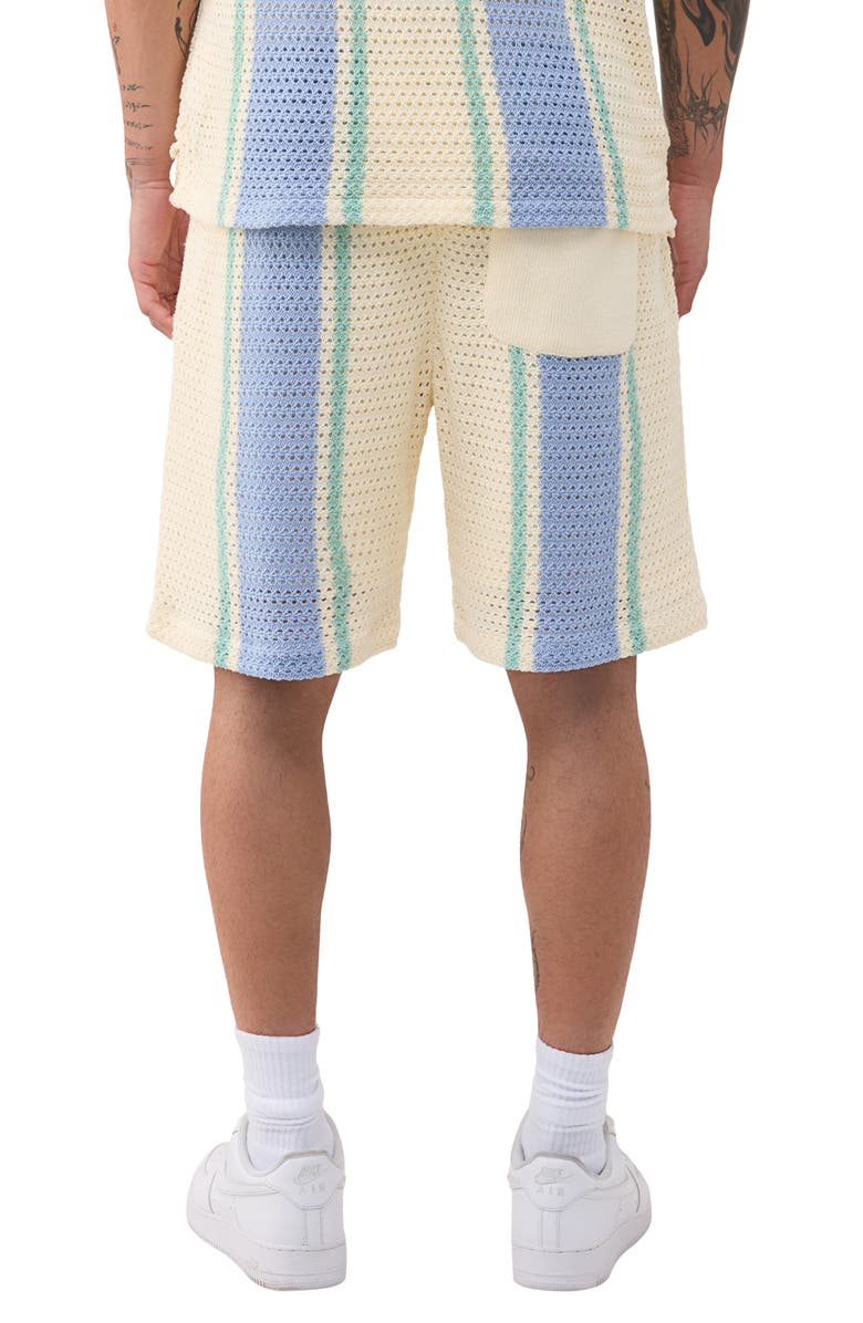 True Religion Stripe Knit Shorts, Alternate, color, Winter White/ Blue