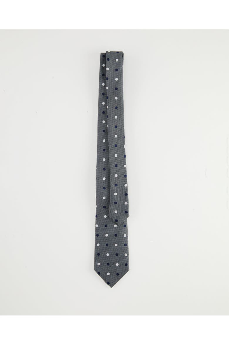 Polka Dot Silk Jacquard Tie, Alternate, color, Grey