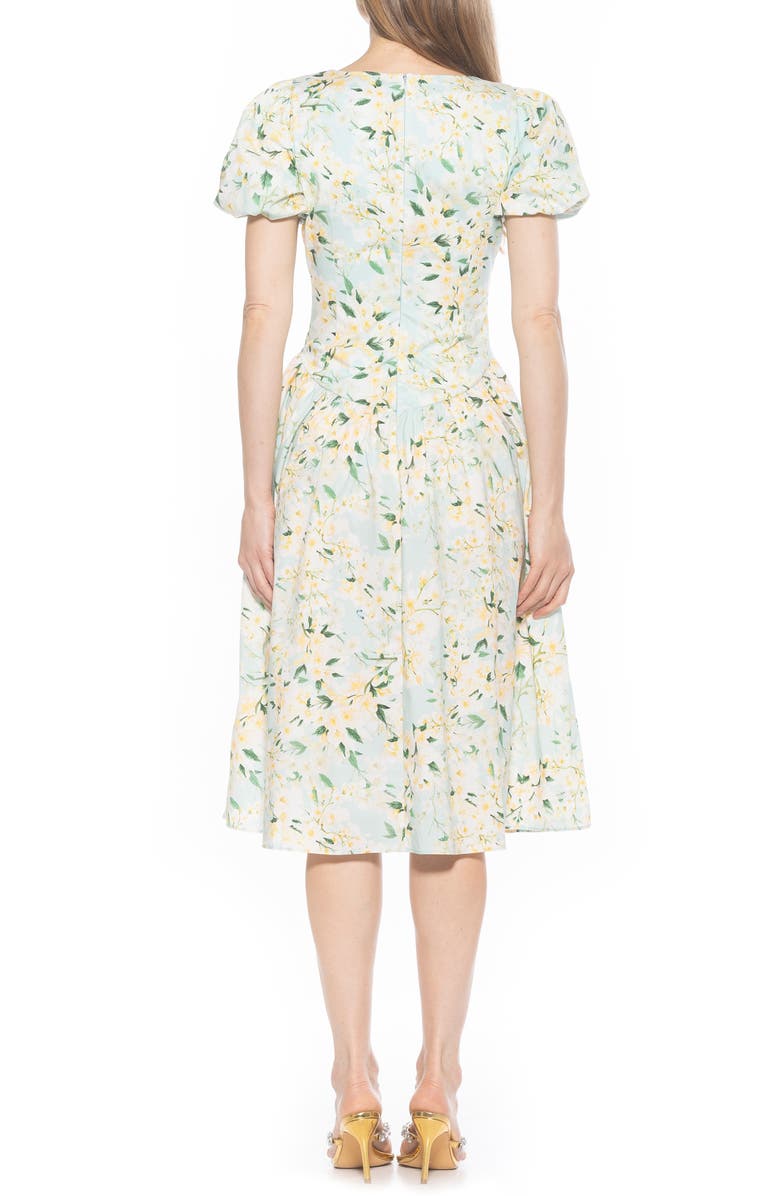 Alexia Admor Jessi Puff Sleeve Midi Dress, Alternate, color, Mint Floral