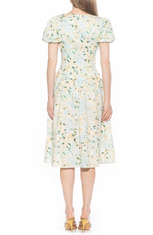 Alexia Admor Jessi Puff Sleeve Midi Dress In Mint Floral