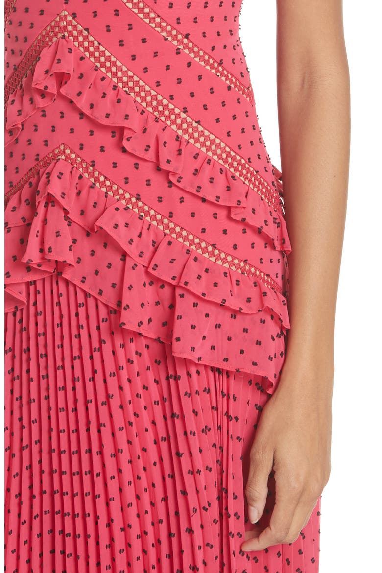 Ruffle Detail Plumetis Gown, Alternate, color, FUCHSIA