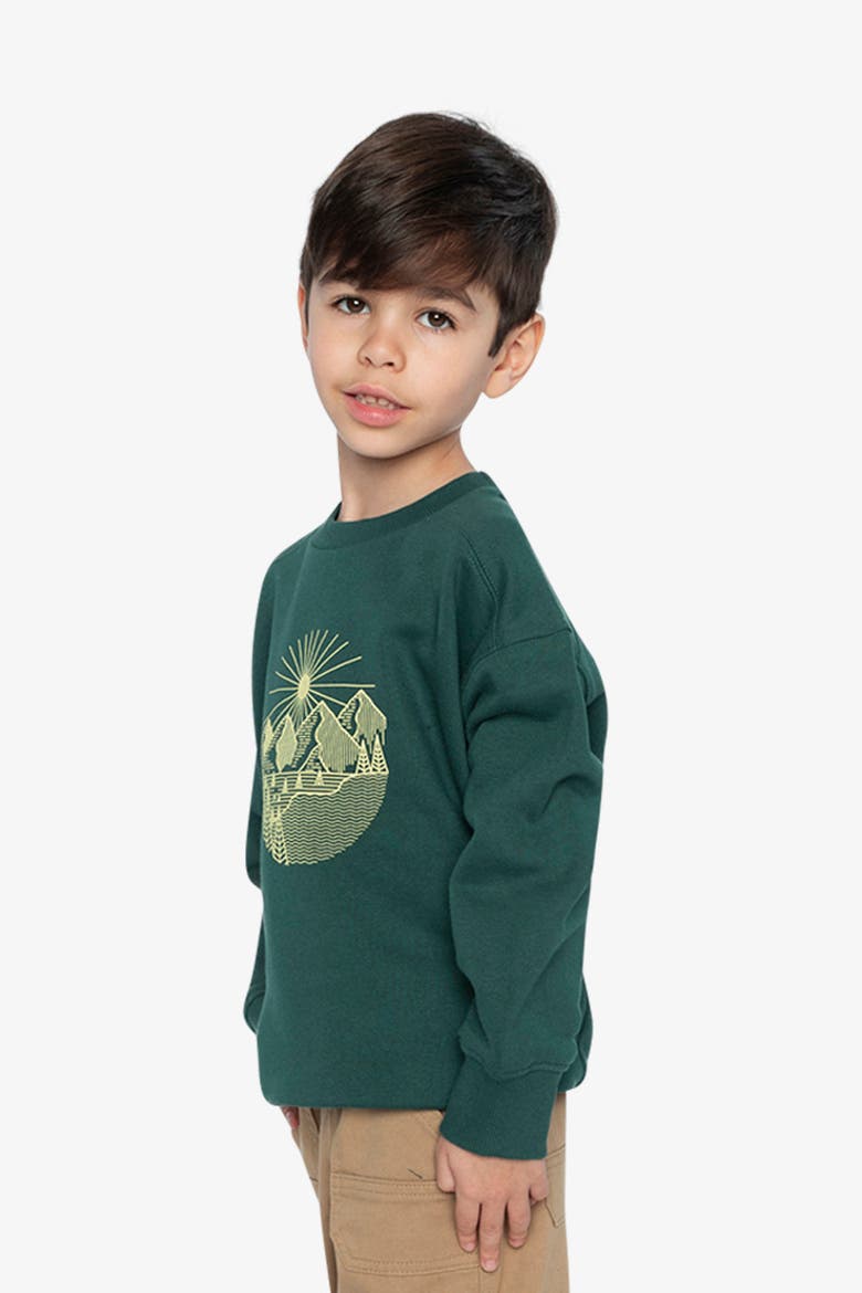 Fleece Crew Neck Line Graphic Sweatshirt, Alternate, color, Green Forest