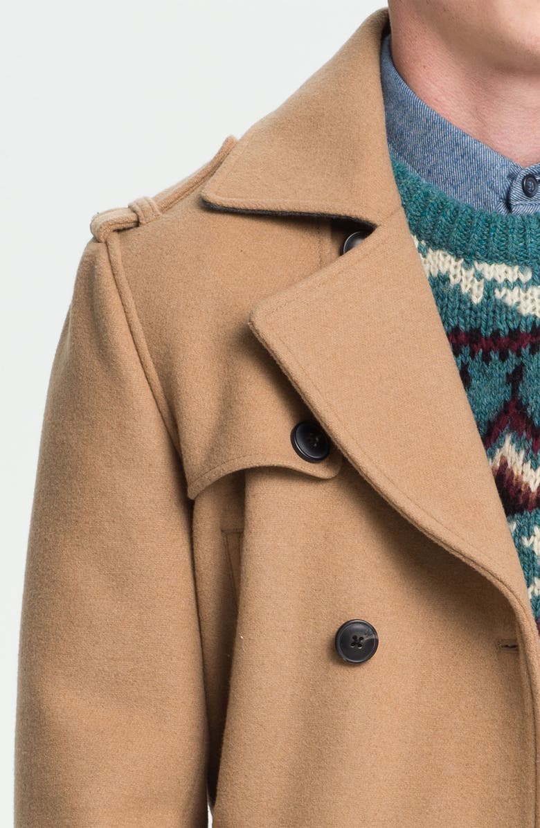 Topman Double Breasted Trench Coat, Alternate, color, 