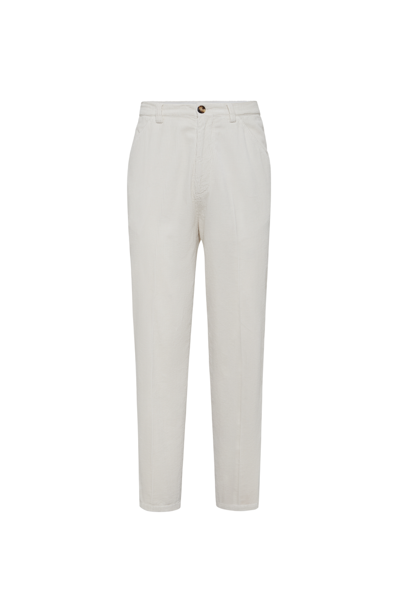 Brunello Cucinelli Corduroy leisure fit trousers, Main, color, Ecru