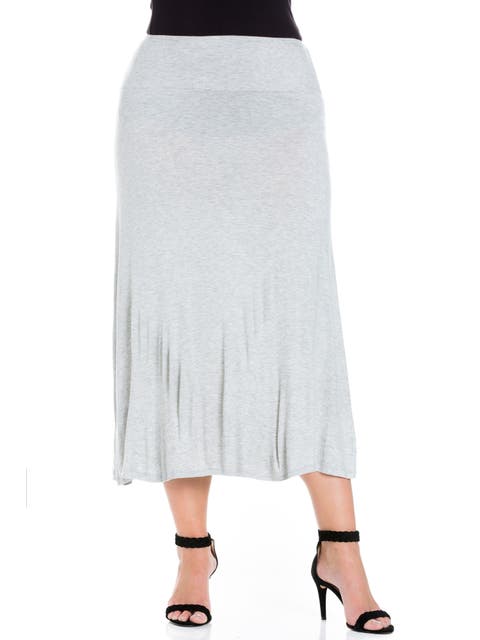 Plus Size Comfortable Fit Elastic Waist Maxi Skirt