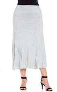 24seven Comfort Apparel Plus Size Comfortable Fit Elastic Waist Maxi Skirt