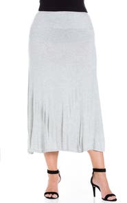 24seven Comfort Apparel Plus Size Comfortable Fit Elastic Waist Maxi Skirt