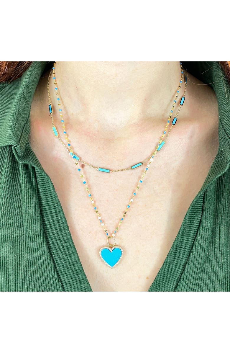 The Lovery Fine Jewelry Turquoise Bar Chain Necklace, Alternate, color, Turquoise