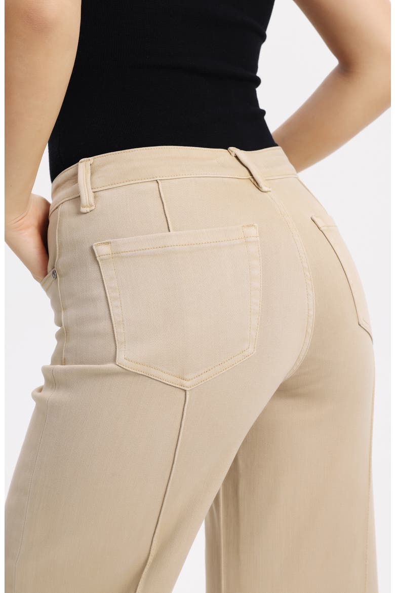 Seamed Mid Rise Wide Leg Jeans, Alternate, color, LIGHT KHAKI