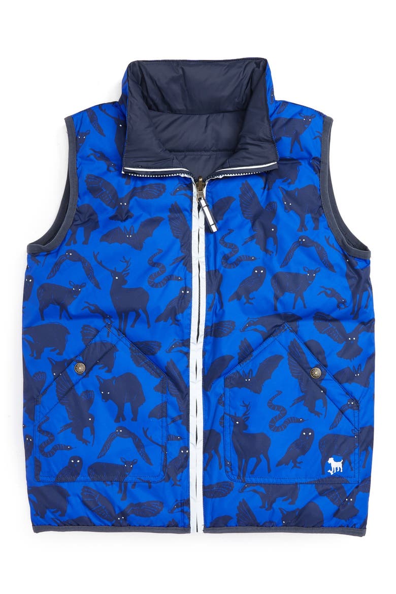 Water Resistant Reversible Vest, Main, color, WINTER BLUE NIGHTWATCH/ STORM