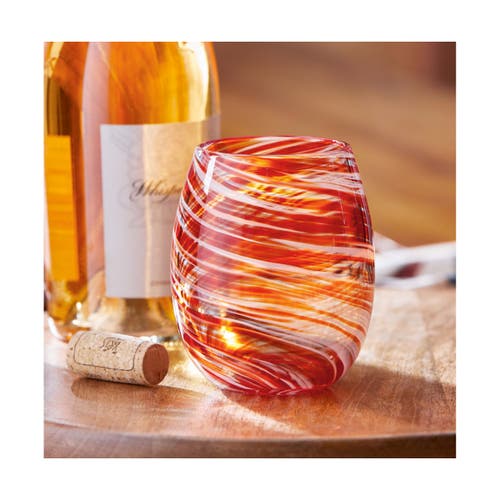 Tag Orange Swirl Stemless Wine Glass Dishwasher Safe Everyday In Orange