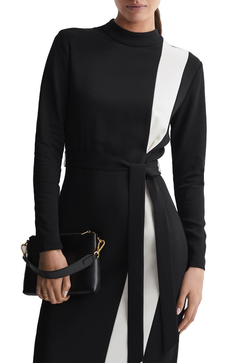 Reiss Millie Colorblock Long Sleeve Midi Dress, Alternate, color,