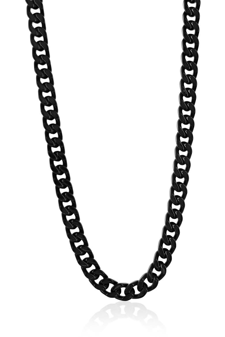 Men's Cuban Chain Necklace, Main, color, BLACK