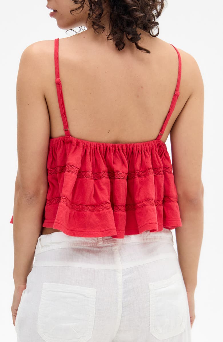 BDG Urban Outfitters Frill Babydoll Crop Camisole, Alternate, color, Red