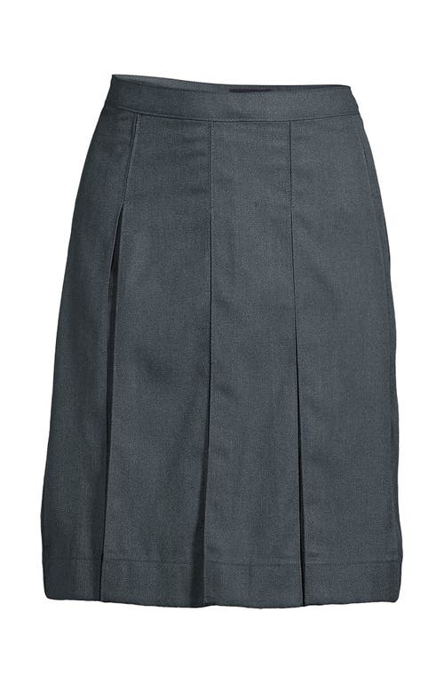 Lands' End School Uniform  Solid Box Pleat Skirt Above Knee In Gray