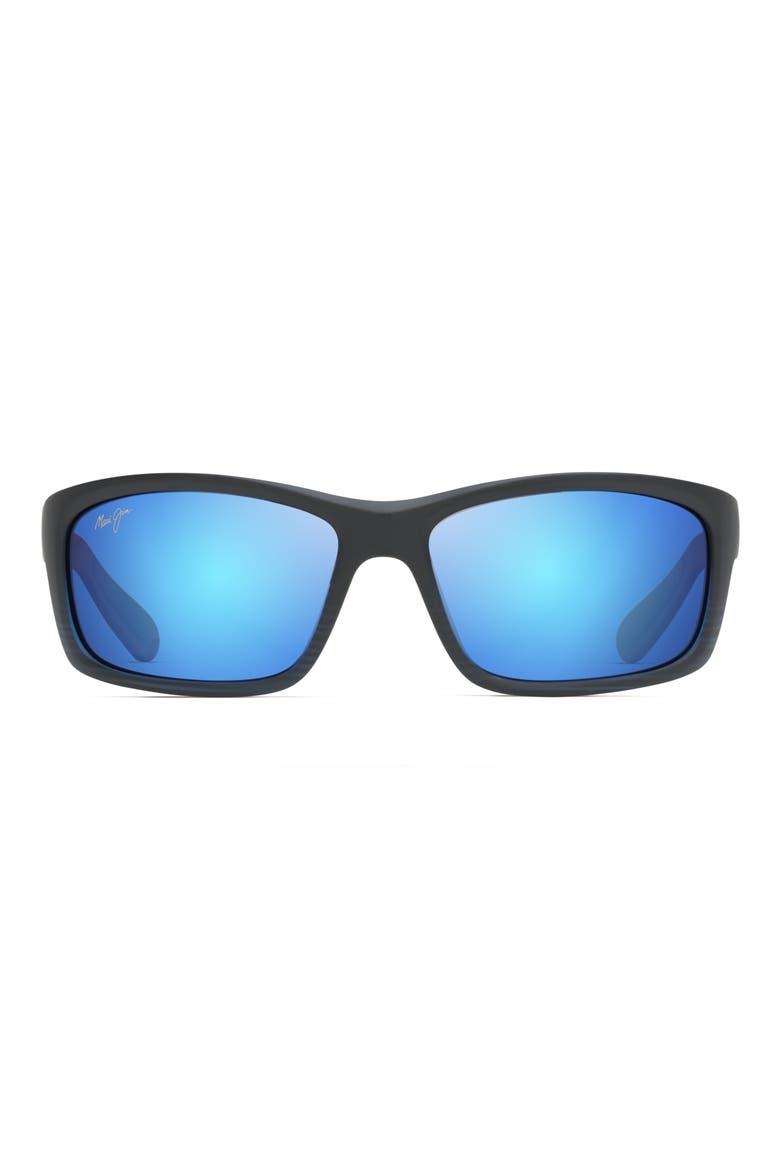 Kanaio Coast 61mm PolarizedPlus2® Rectangular Sunglasses, Main, color, MATTE/ BLUE/BLACK STRIPE