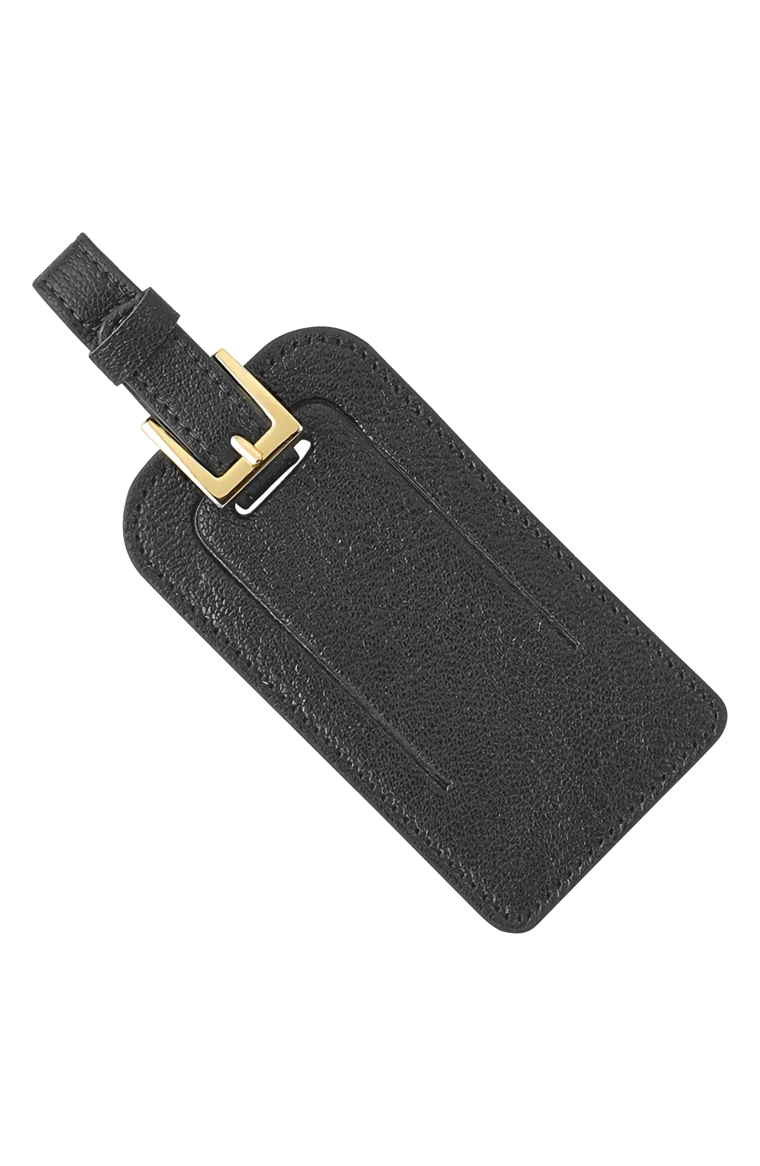 Graphic Image Leather Luggage Tag, Alternate, color, Black