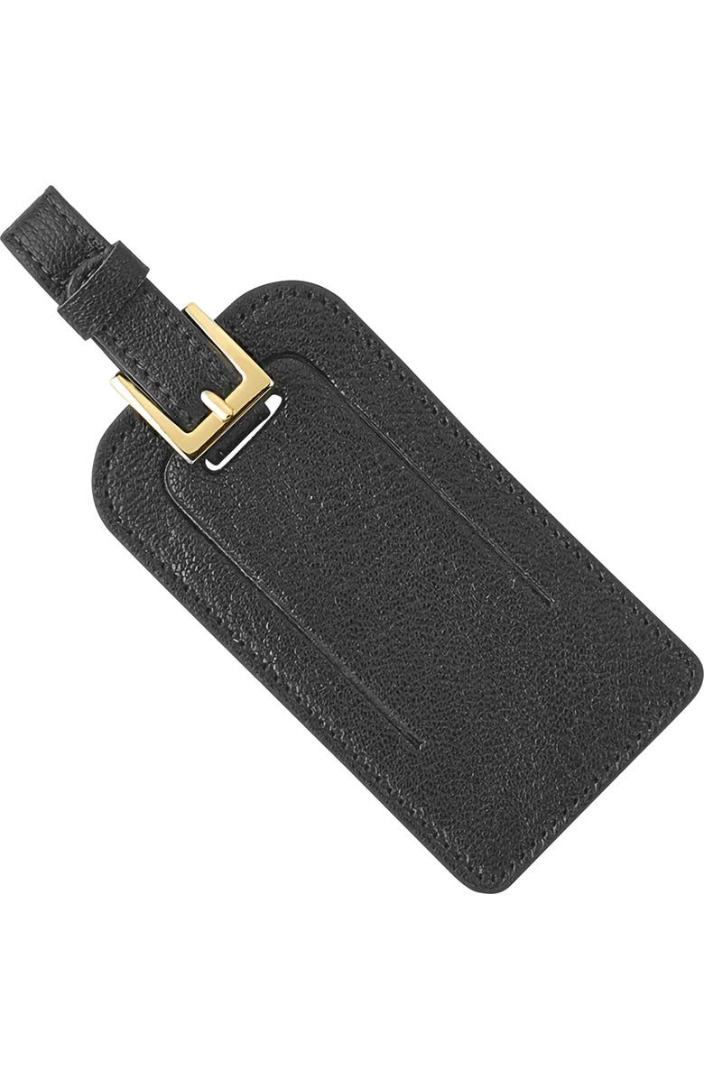 Graphic Image Leather Luggage Tag, Alternate, color, Black