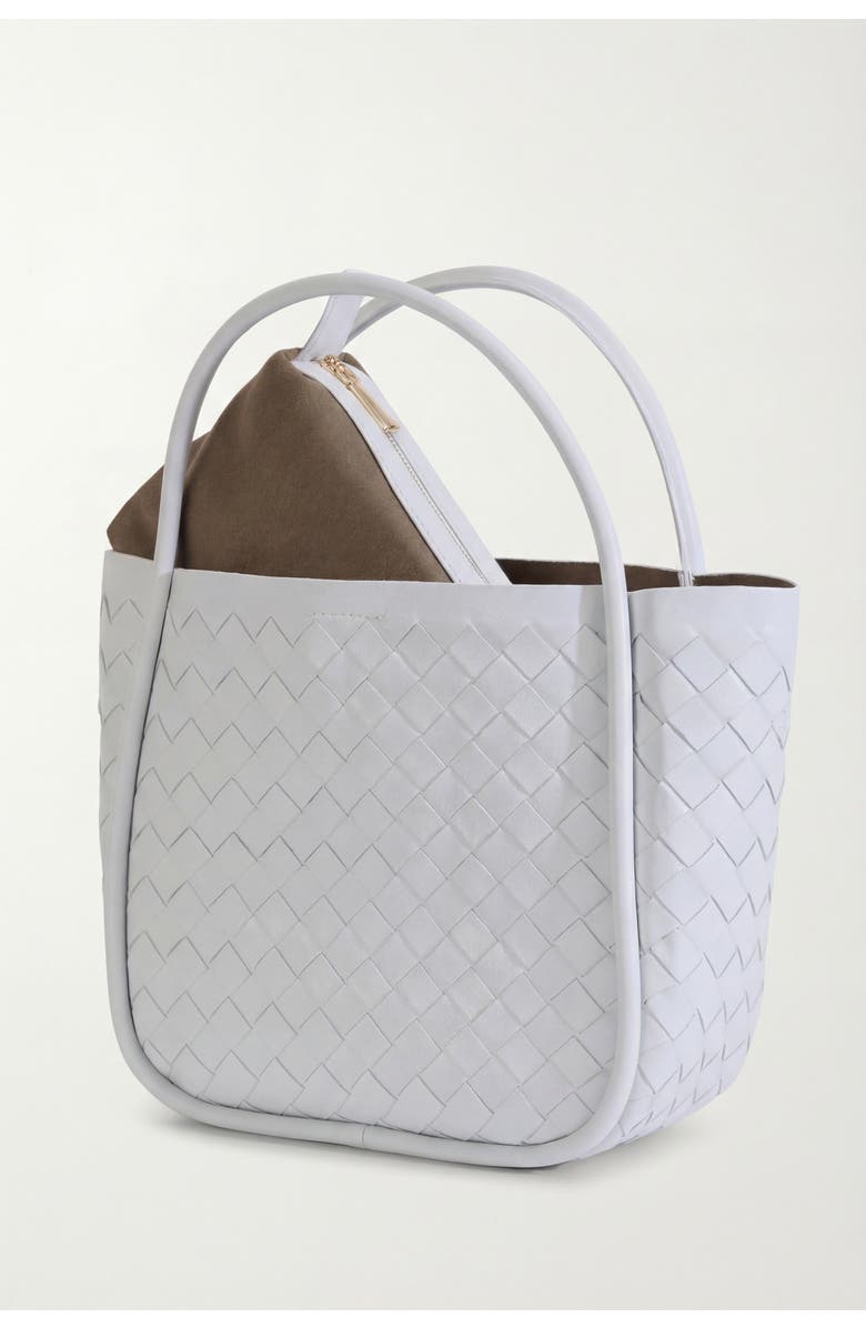 FURNIQ UK Portland Woven Leather Top Handle Bag, Alternate, color, White