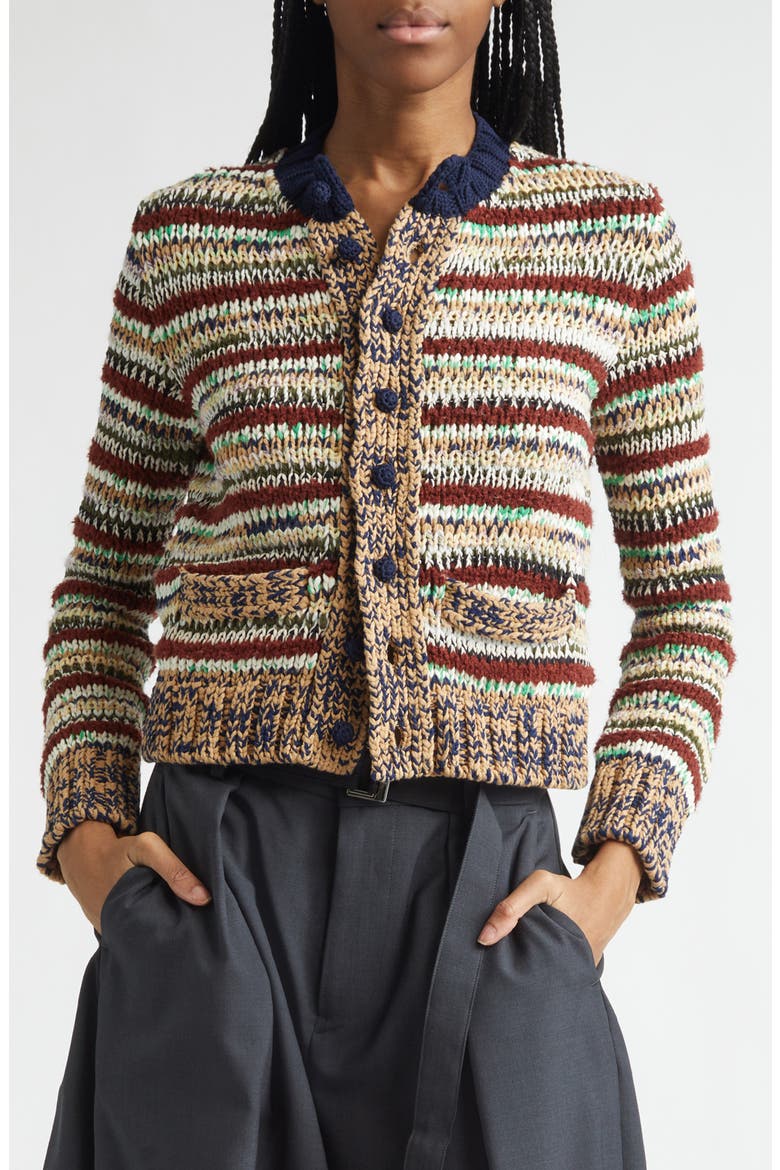 Mixed Yarn Cotton Blend Cardigan, Main, color, BEIGE MULTI