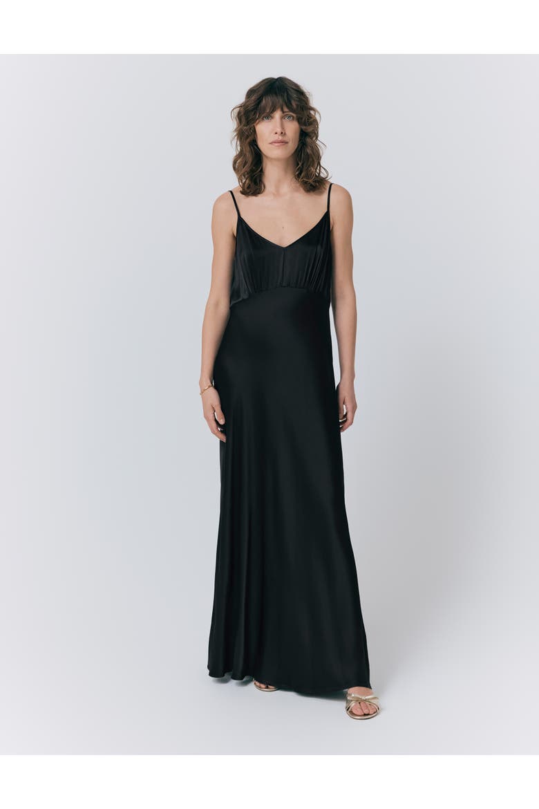 Winnie Satin Maxi Dress, Main, color, Black