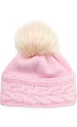 Portolano Cable Knit Faux Fur Pompom Beanie