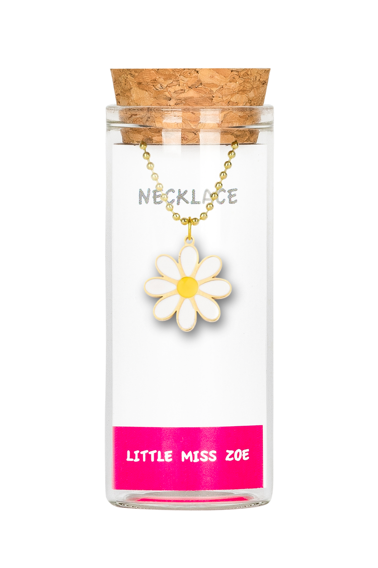 Flower Charm Necklace in Gift Bottle, Main, color, white