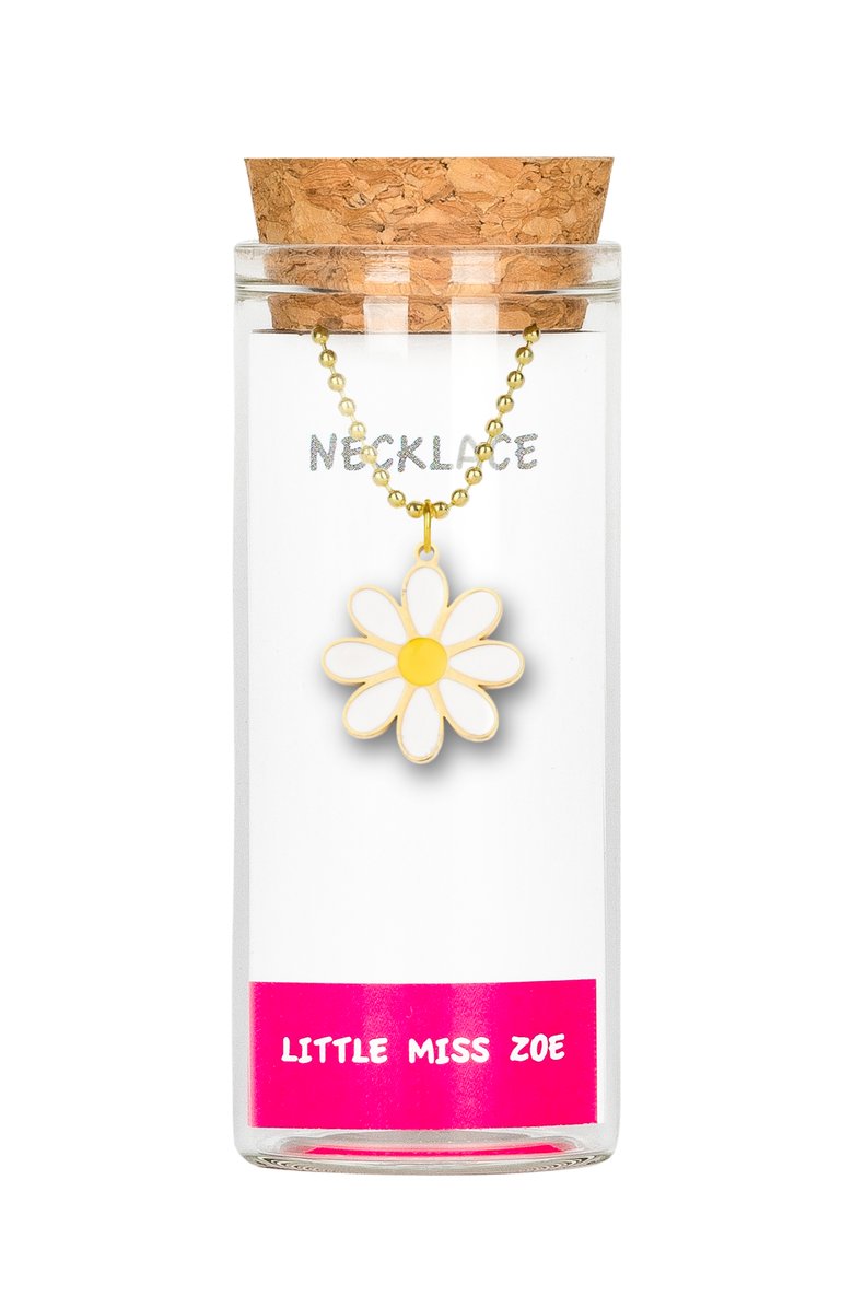 Little Miss Zoe Flower Charm Necklace, Main, color, White