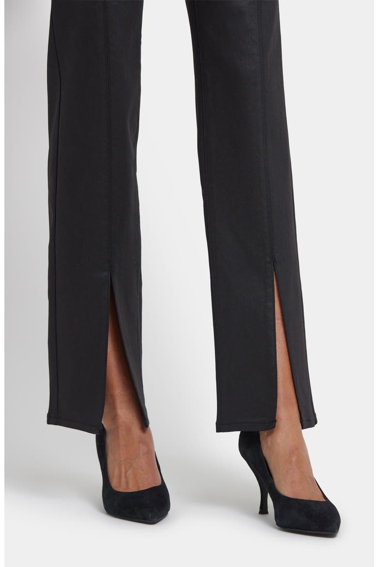 Marilyn Coated Front Slit Straight Leg Jeans, Alternate, color, BLACK COATED