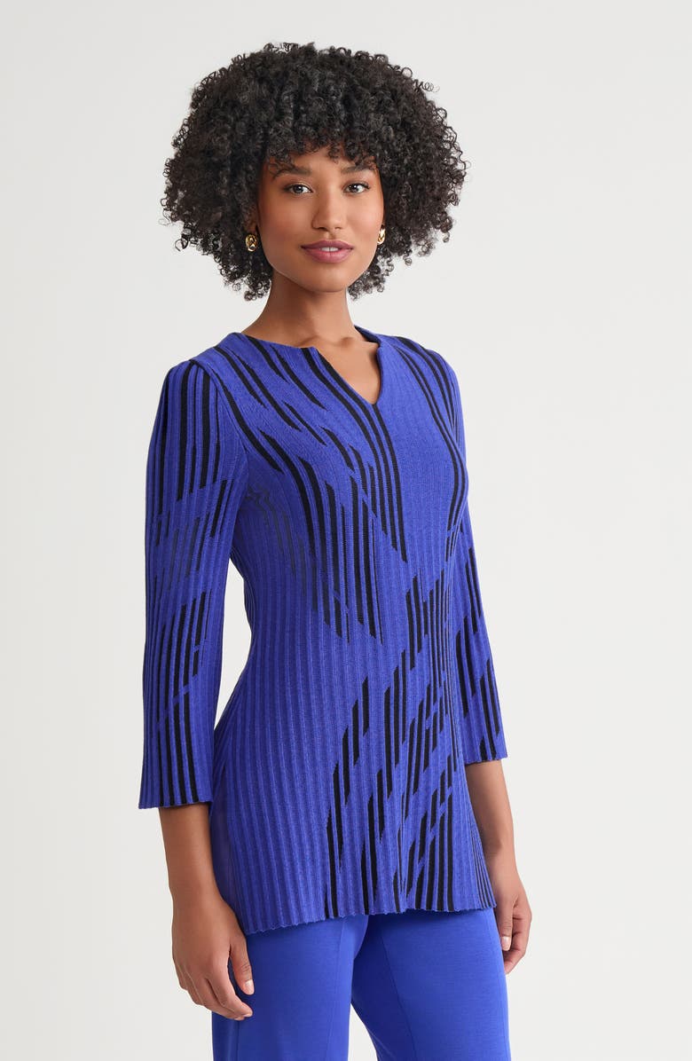 Ming Wang Dual-Toned Soft Knit Signature Tunic, Alternate, color, Sapphire Sea/Black