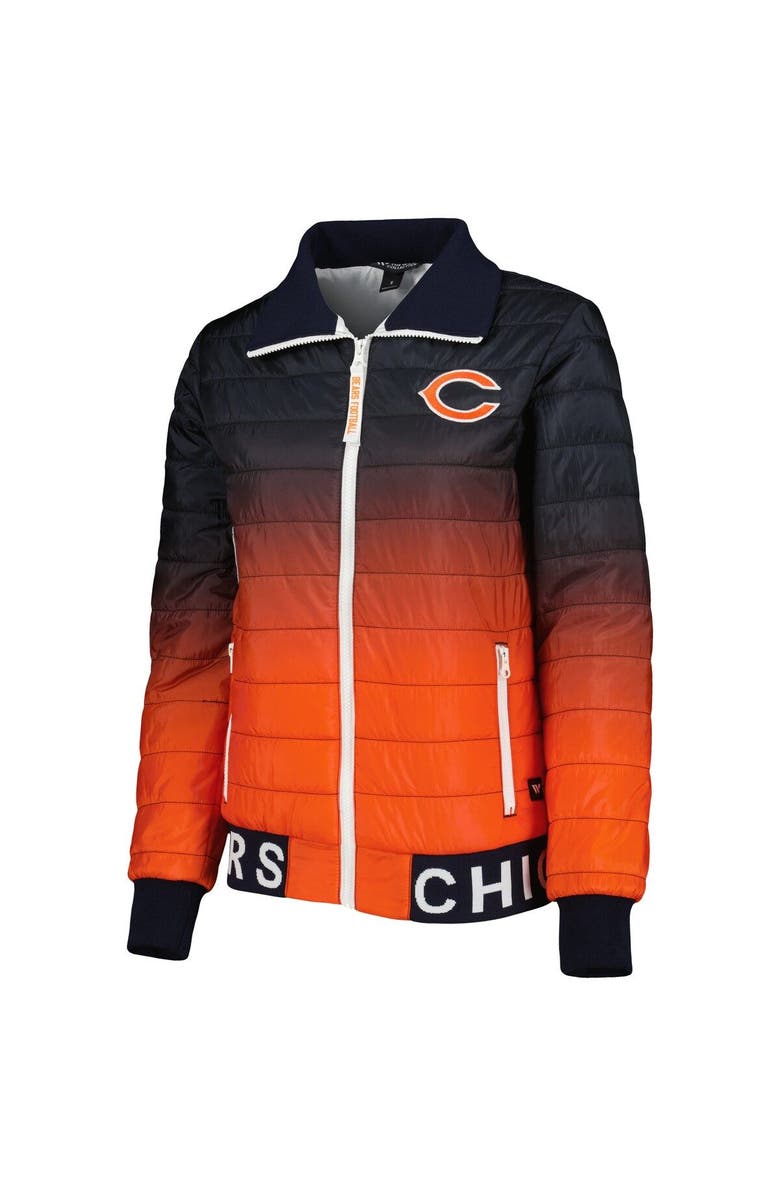 THE WILD COLLECTIVE Women's The Wild Collective Navy/Orange Chicago Bears Color Block Full-Zip Puffer Jacket, Alternate, color, Navy