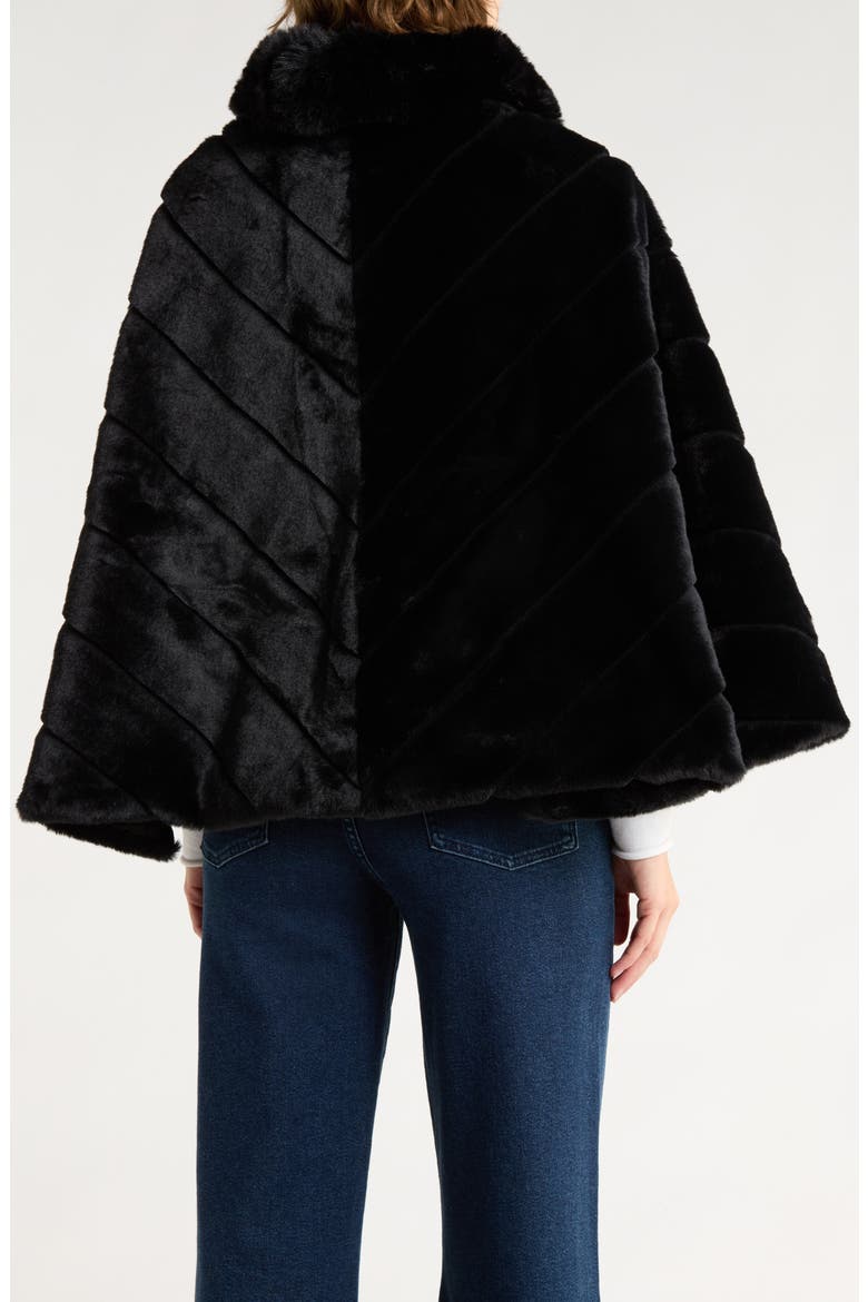 Faux Fur Cape, Alternate, color, BLACK