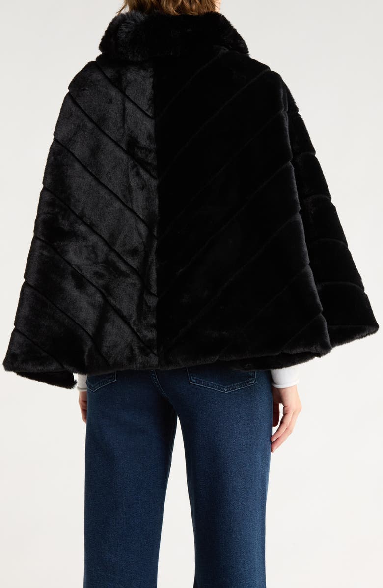 BCBG Faux Fur Cape, Alternate, color, Black