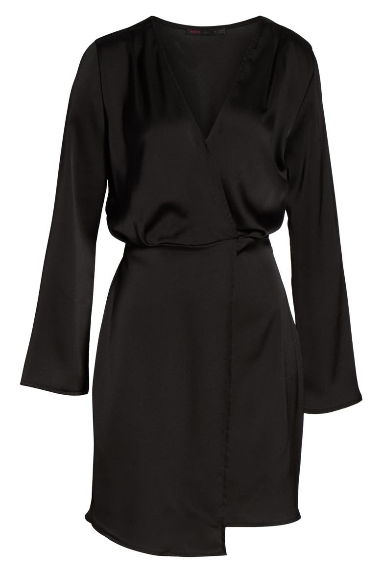 Satin Dress, Alternate, color, BLACK