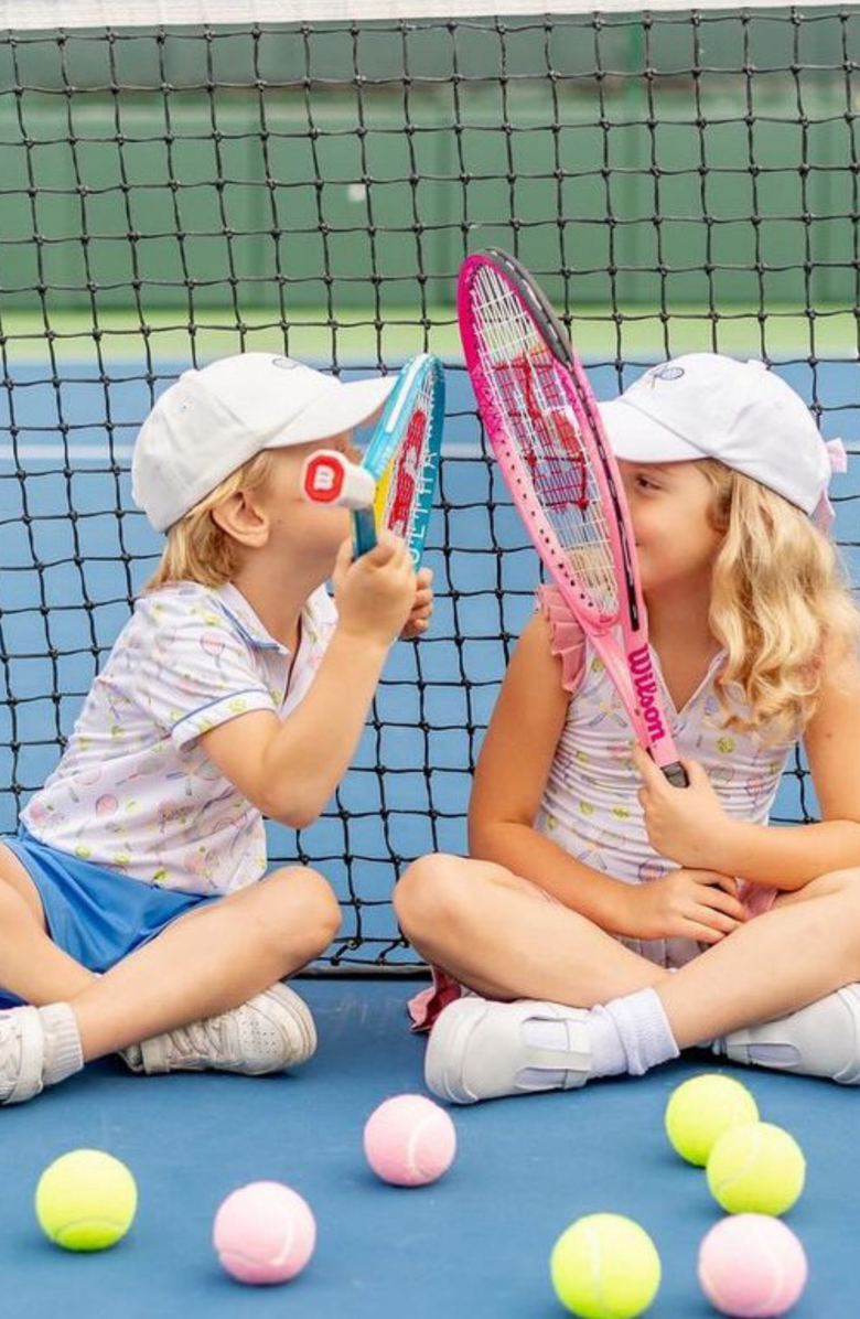 Bits & Bows Tennis Rackets Twill Baseball Hat, Alternate, color, White