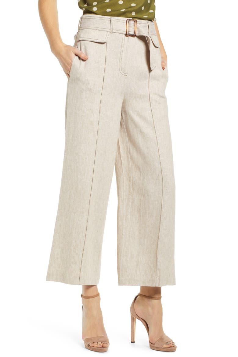 Chriselle Lim Toulouse Wide Leg Crop Trousers, Main, color, OATMEAL