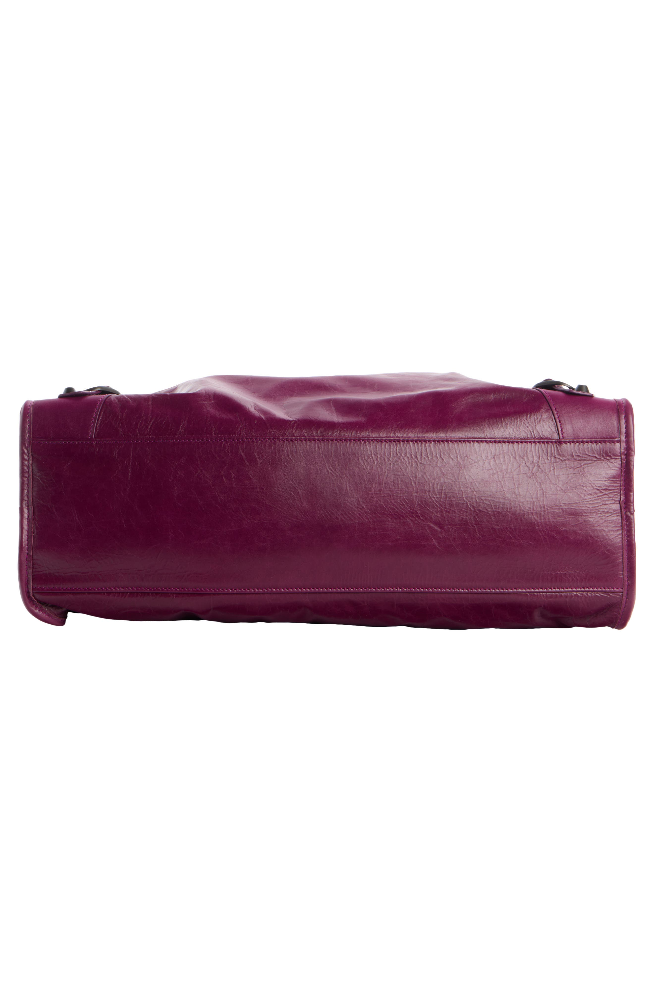 Medium Le City Leather Satchel, Alternate, color, PLUM/ BISCUIT