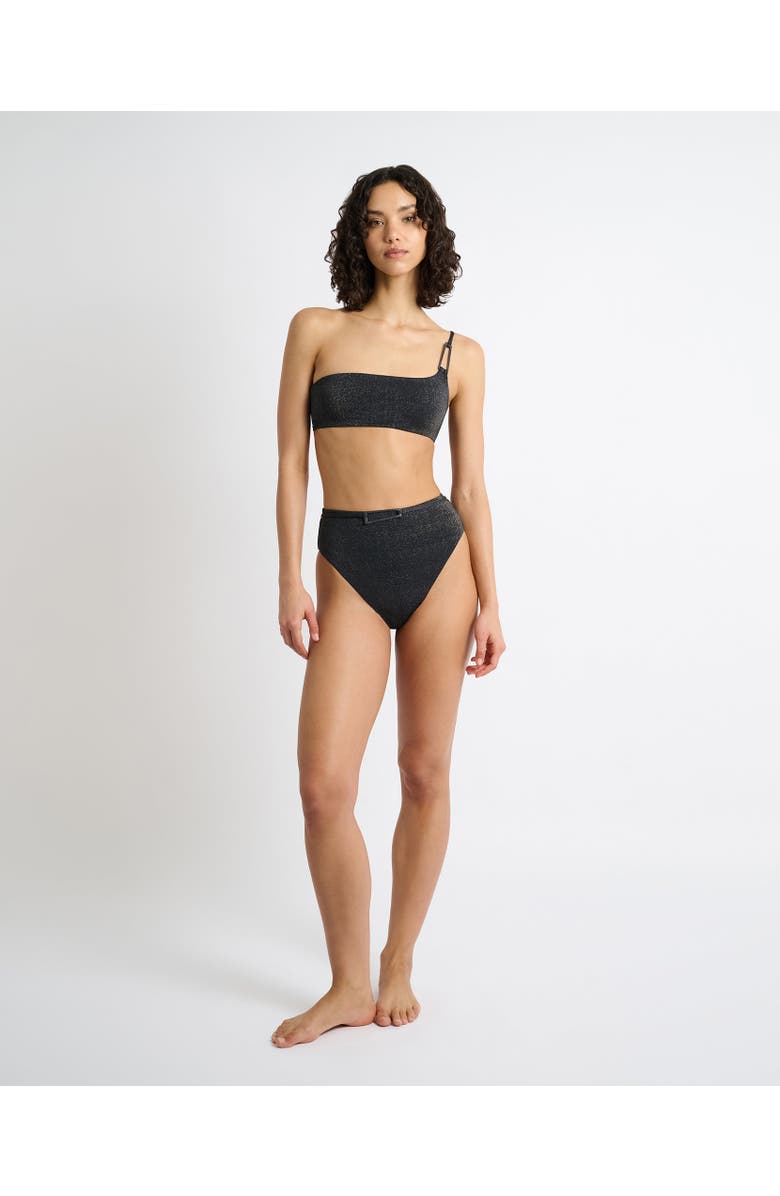 Onia Shimmer Alaia Bikini Top, Alternate, color, Black