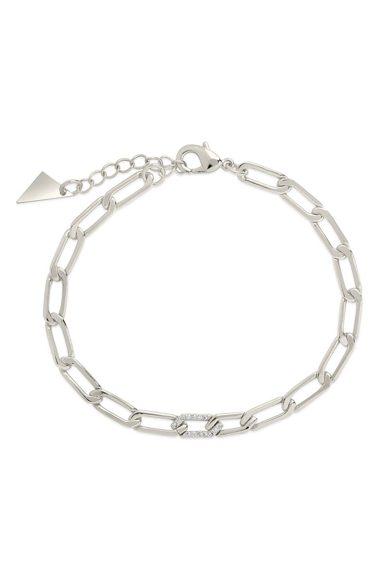 Sterling Forever Kinsley CZ Chain Bracelet, Main, color, Silver