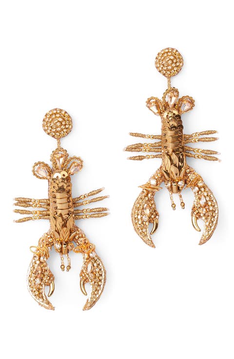 Lobster on Ice Drop Earrings