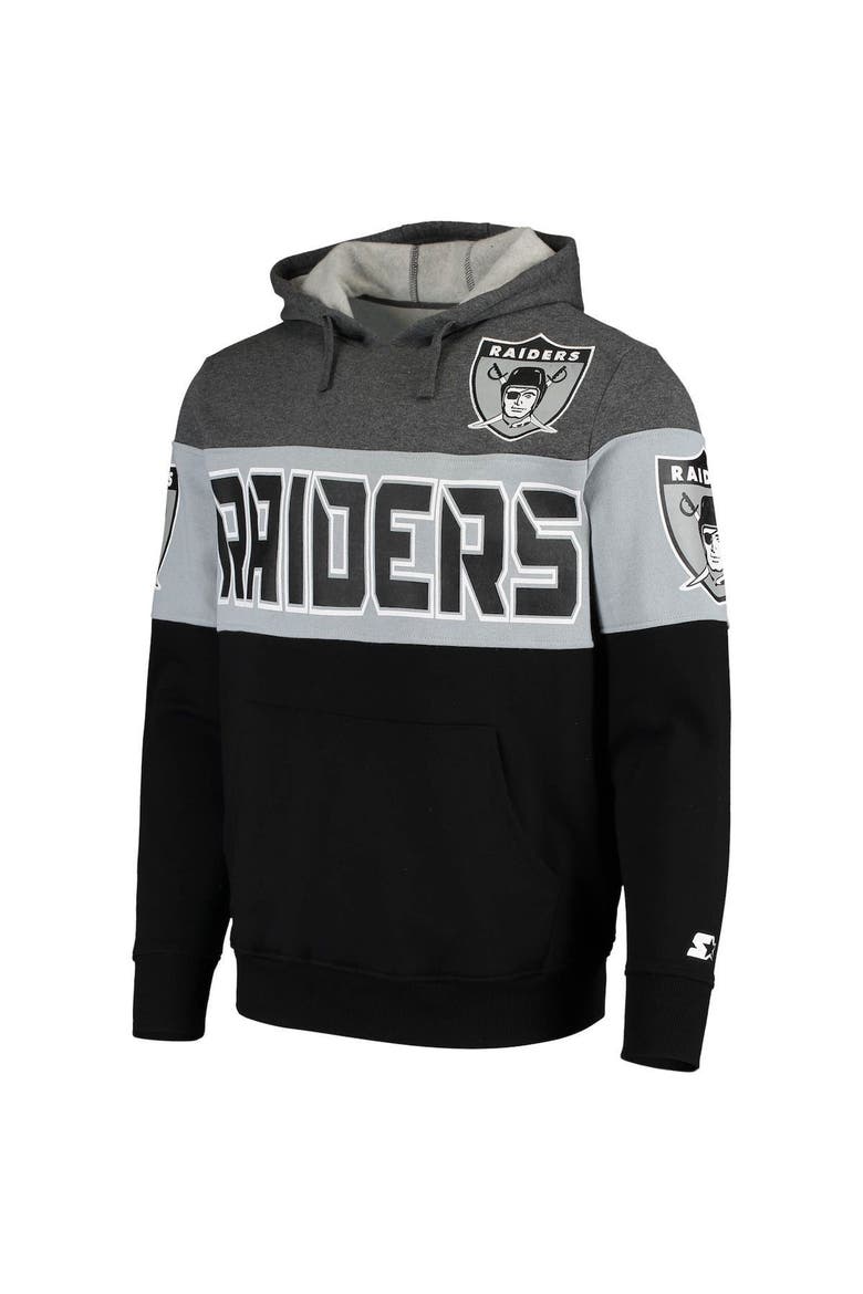 Men's Starter Gray/Silver Las Vegas Raiders Extreme Fireballer Throwback Pullover Hoodie, Alternate, color, Gray