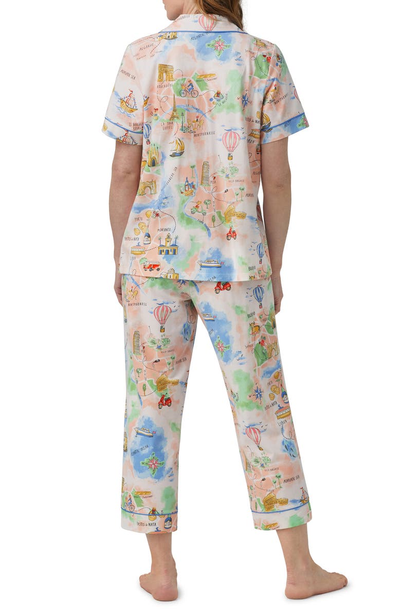 BedHead Pajamas Print Stretch Organic Cotton Jersey Crop Pajamas, Alternate, color, 
