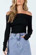 Princess Polly Morley Off the Shoulder Rib Sweater